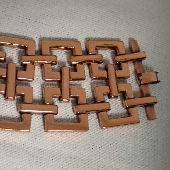 ❤️Vintage RENOIR MODERNIST Copper Square Link Bracelet - Picture 4 of 6